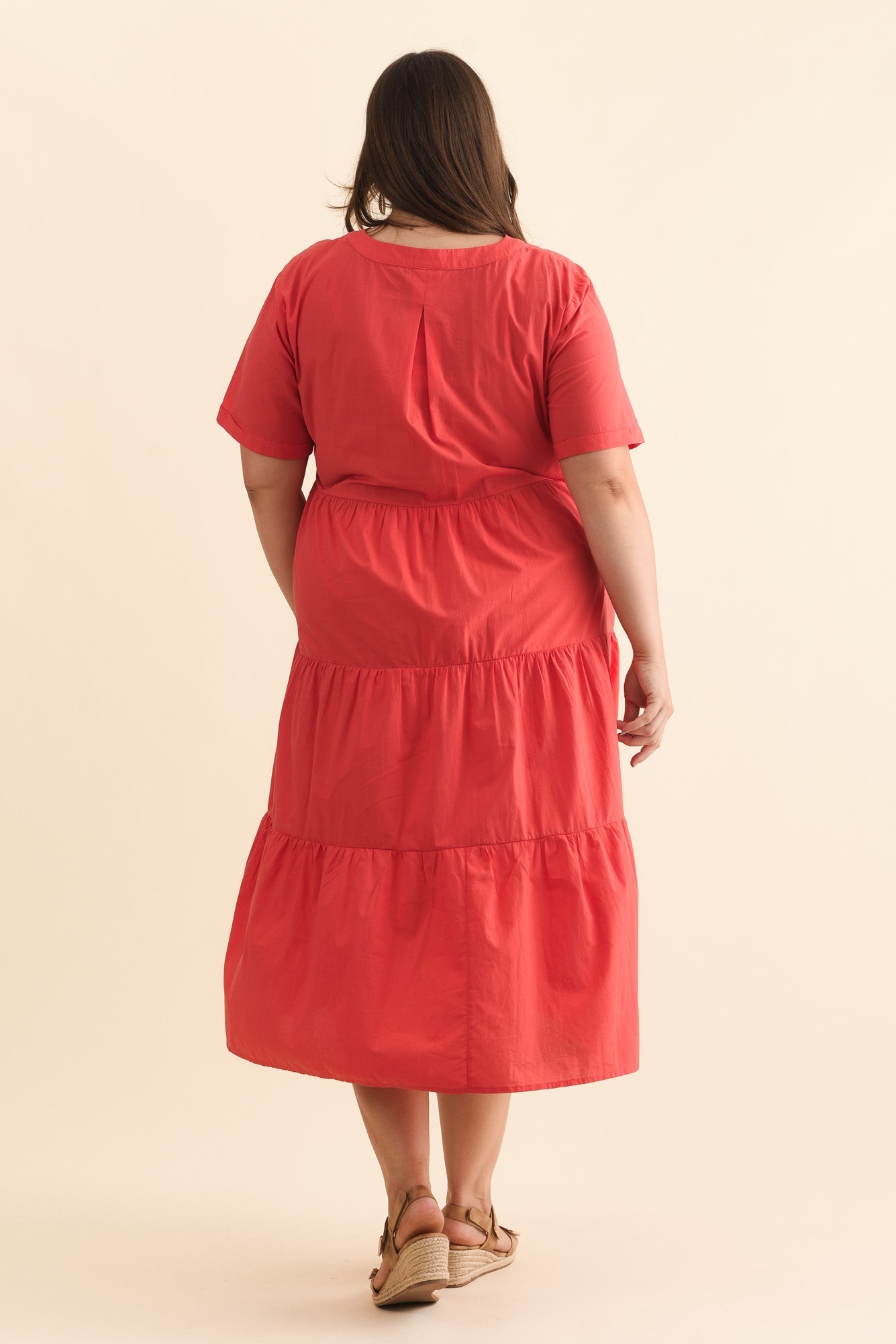 Winona Red Cotton Button Dress