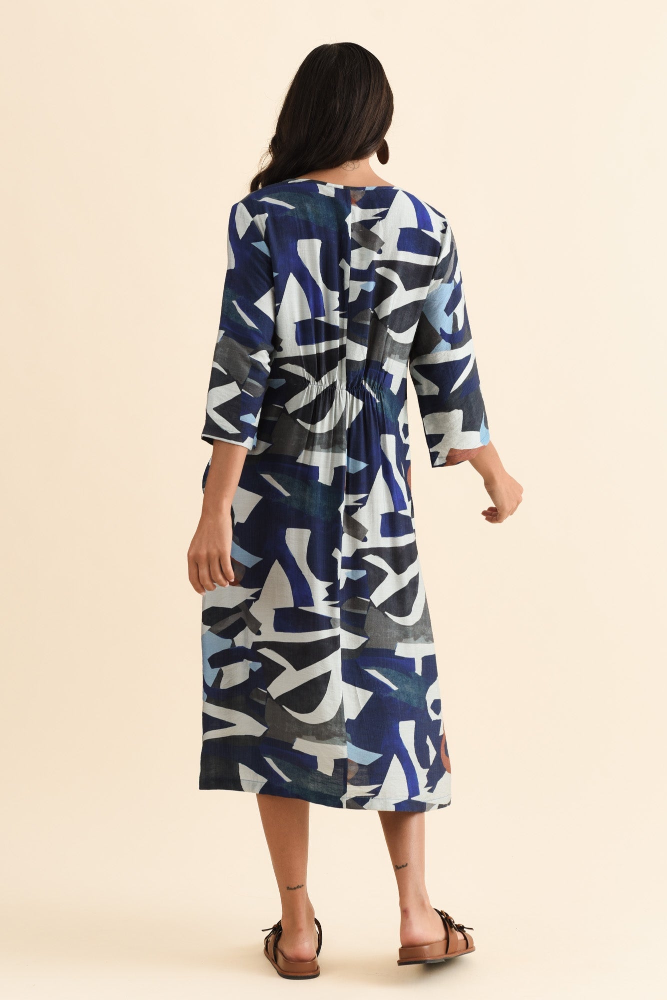 Wynton Blue Abstract Crescent Dress