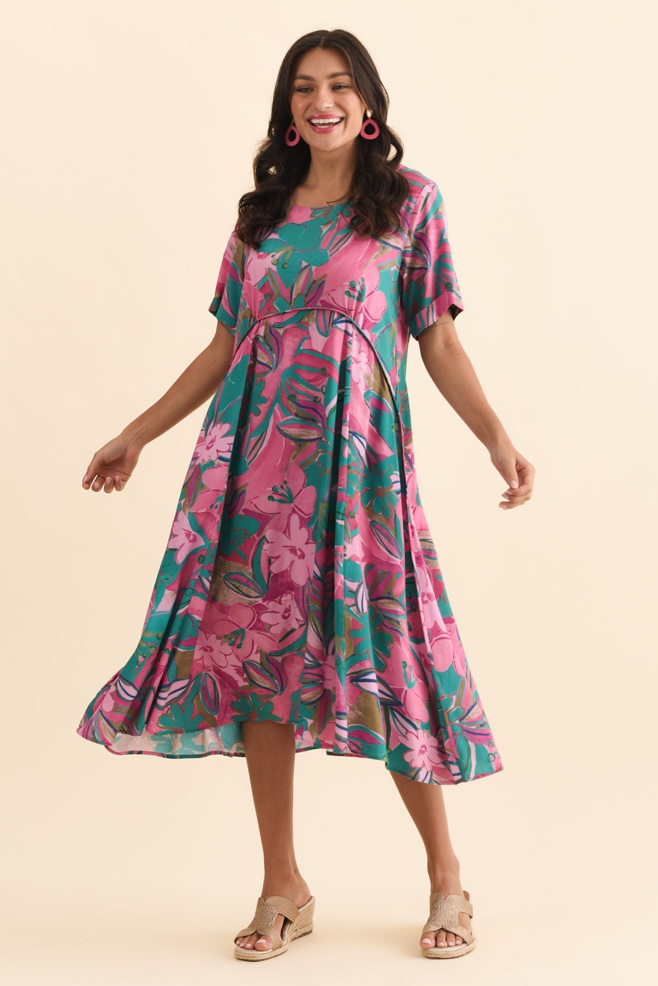 Zaelia Pink Floral Crescent Dress