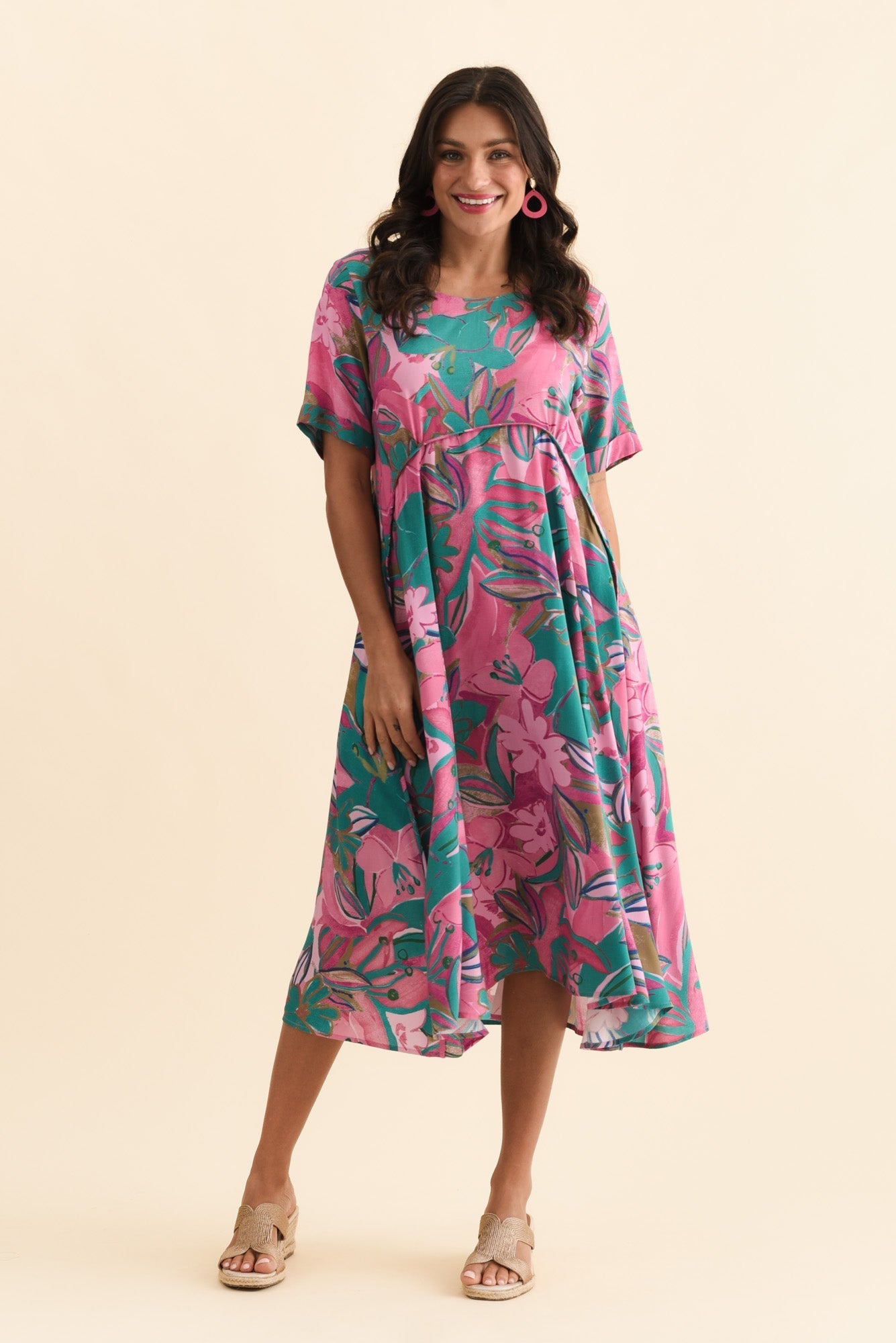 Zaelia Pink Floral Crescent Dress