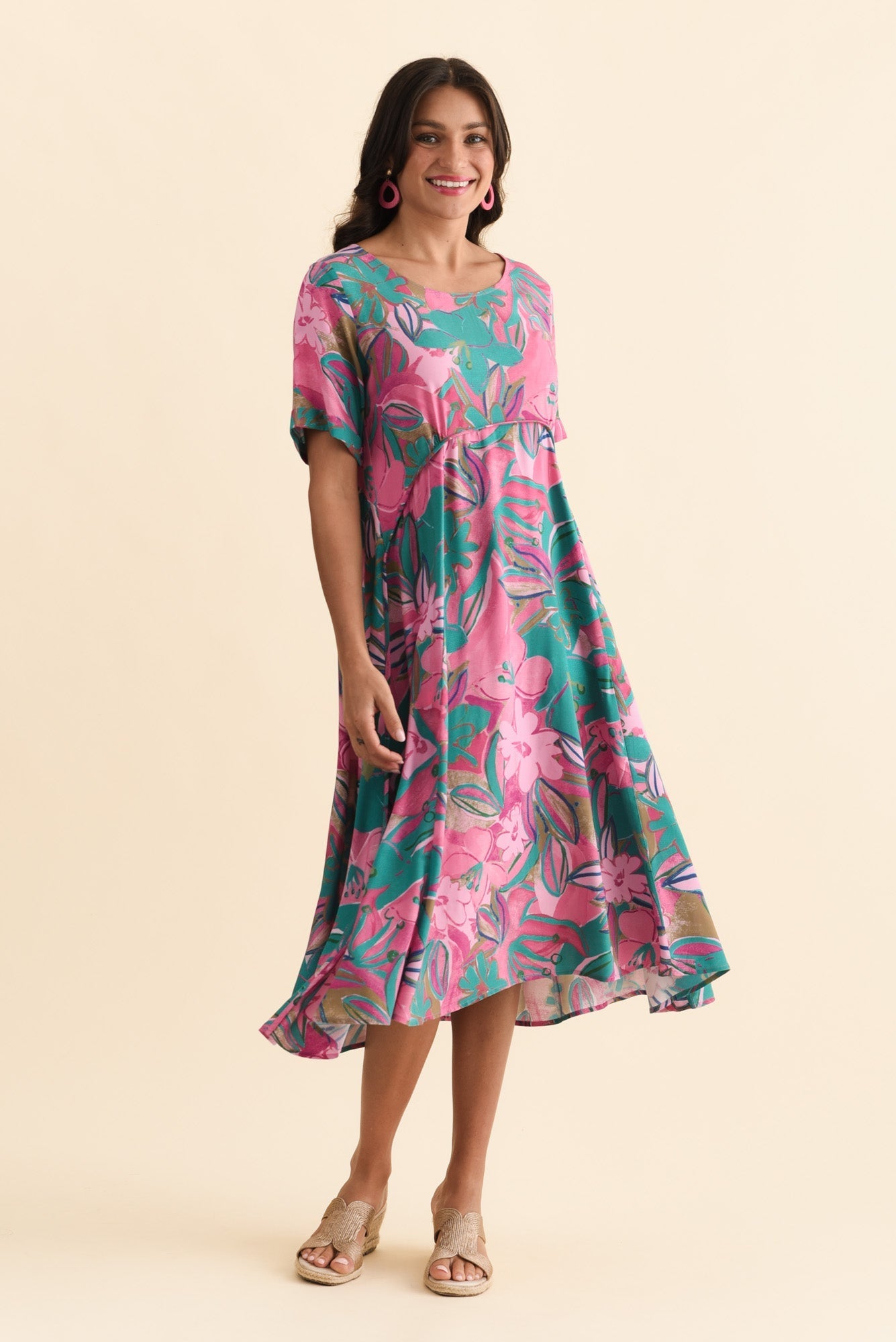 Zaelia Pink Floral Crescent Dress