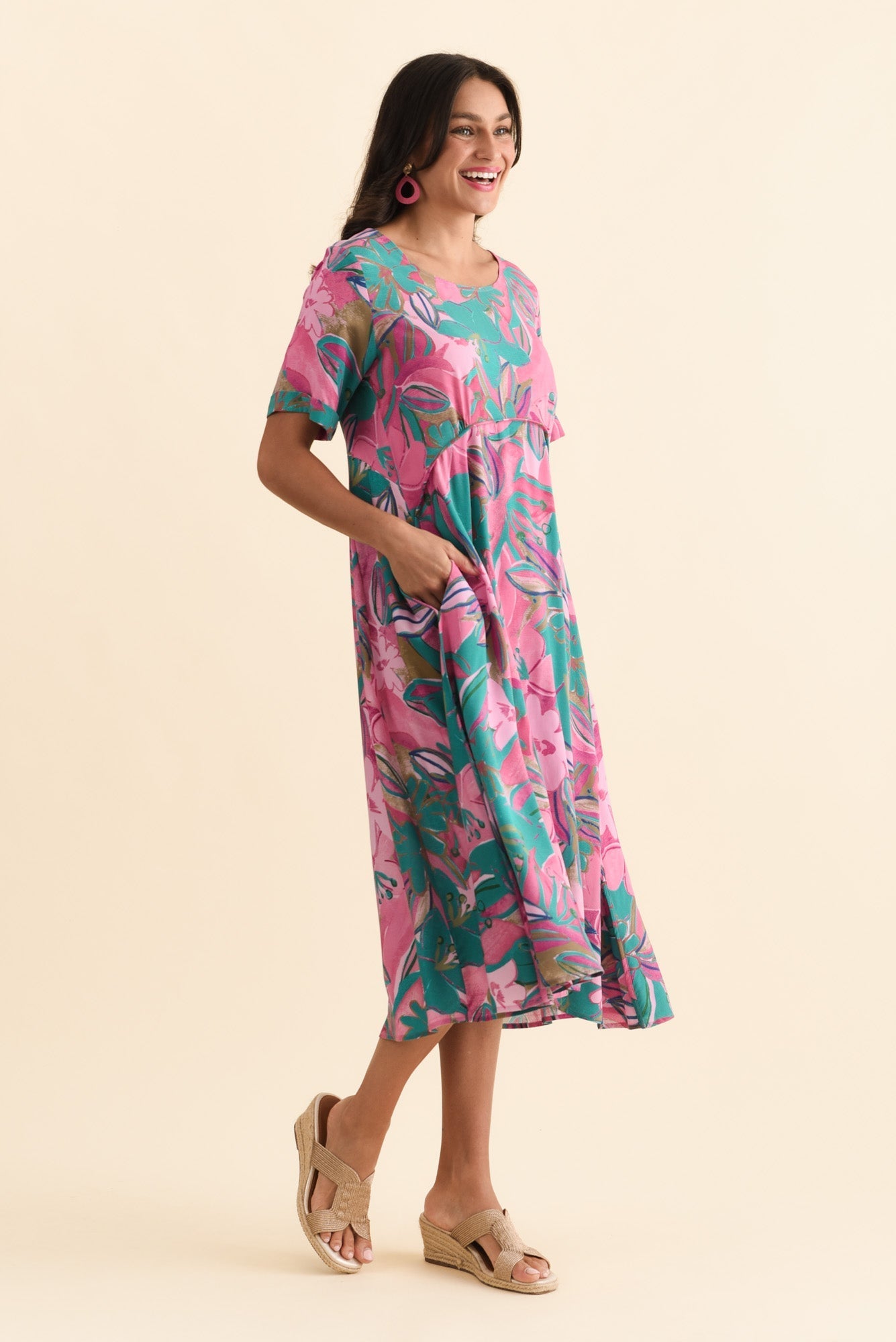 Zaelia Pink Floral Crescent Dress